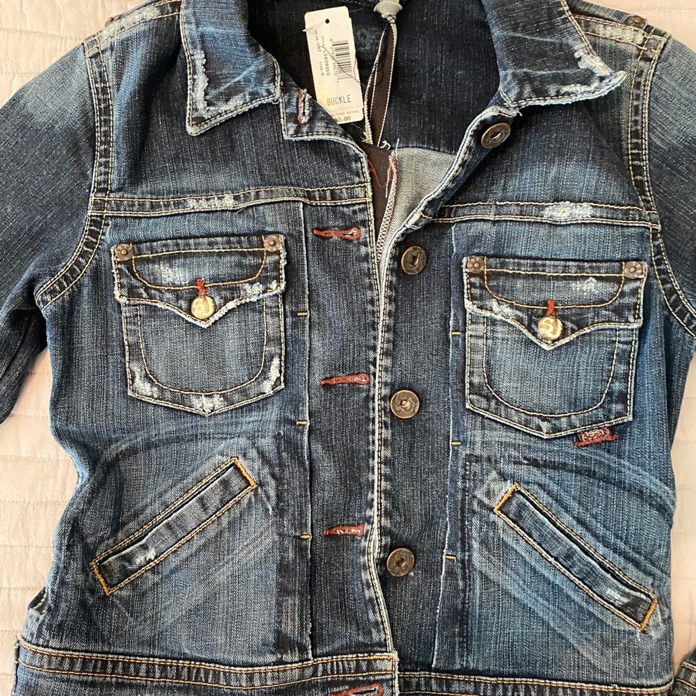 Vintage biker Style Jean jacket